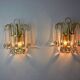 Pair of Venini "drops" wall lights, 2 levels, murano glass, Italy, 1970