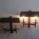 Pair of mid century patinated iron outdoor wall lights, 1960