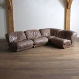Patate modular sofa in original light brown leather, Airborne France 1970s