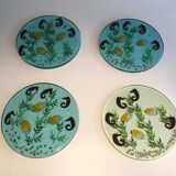 Set of 4 resin trays, inlaid with seahorses, fish, seaweed, and shells.