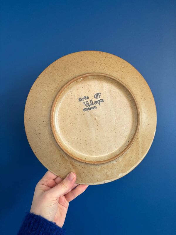 Service 10 assiette plate à poisson vintage grès village made in france - assiette en grès avec relief pour service du poisson