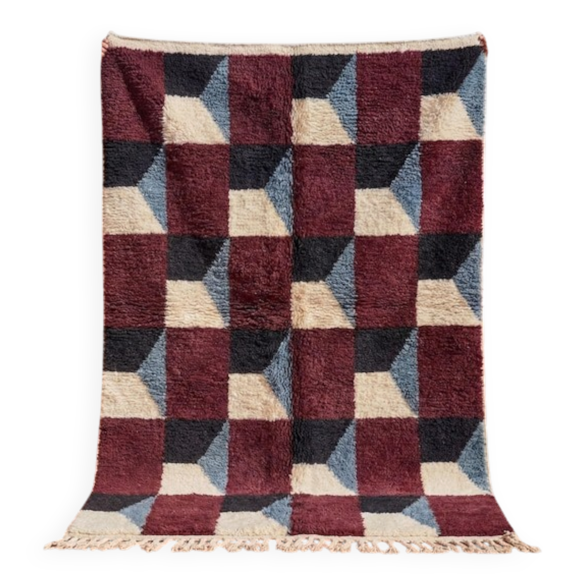 Traditional wool Berber rug with colourful patterns, size 150/250 cm.