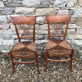 Paire de chaises rustique paillées