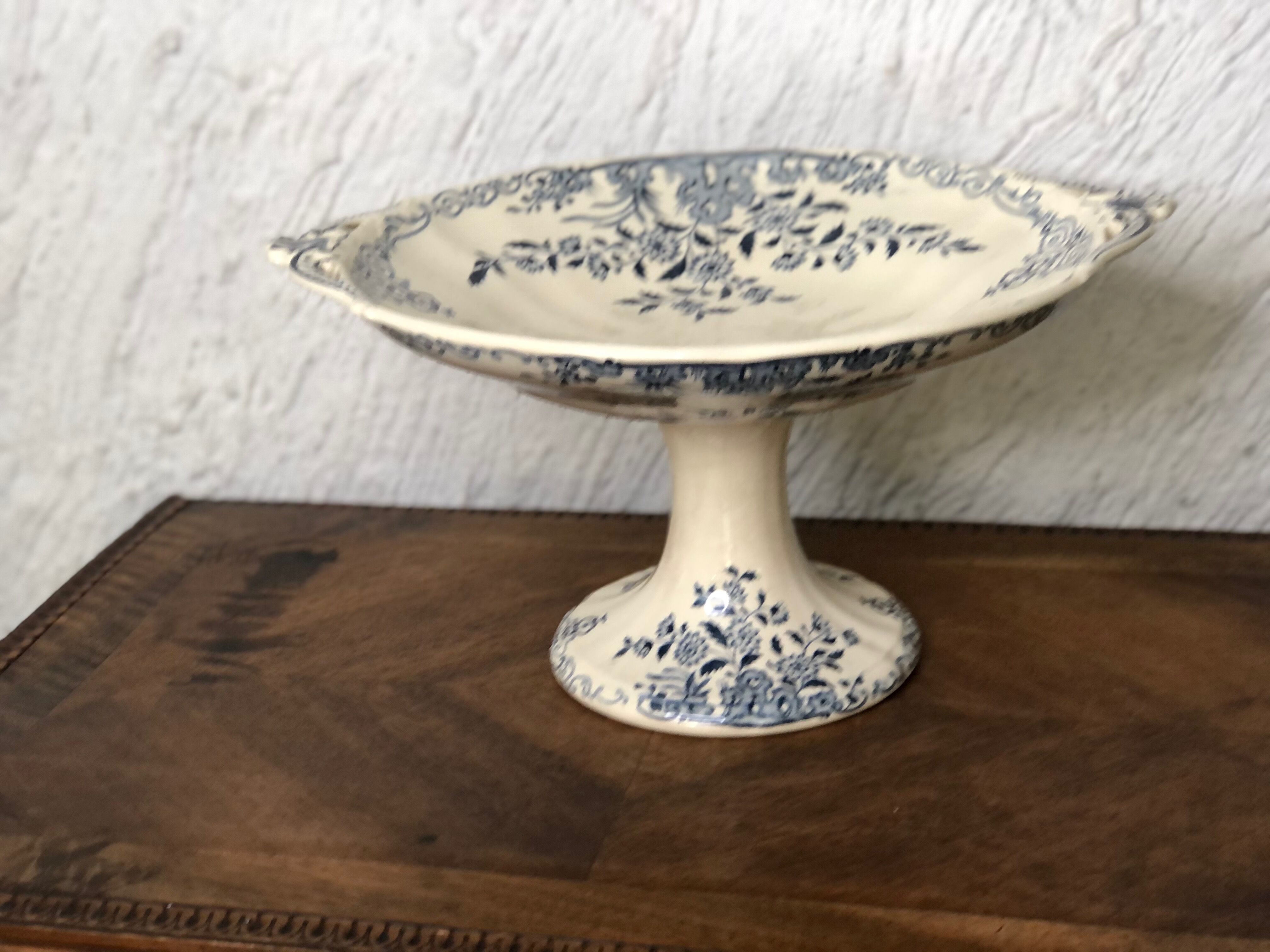 Coupe à fruit compotier en faïence de Sarreguemines modèle Moscou