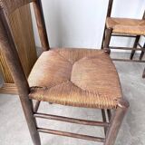 Set of 6 straw and oak Beauche chairs.