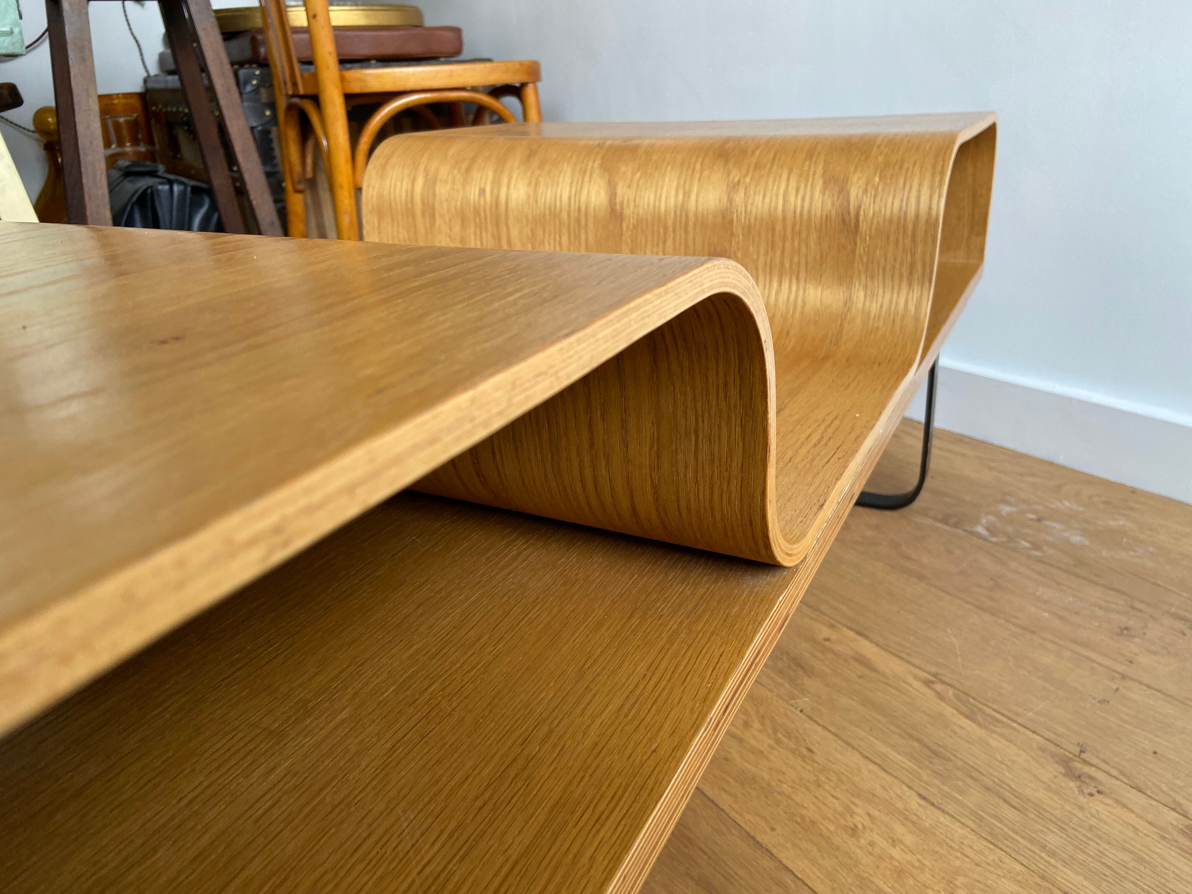 Scandinavian coffee table in wood and black metal