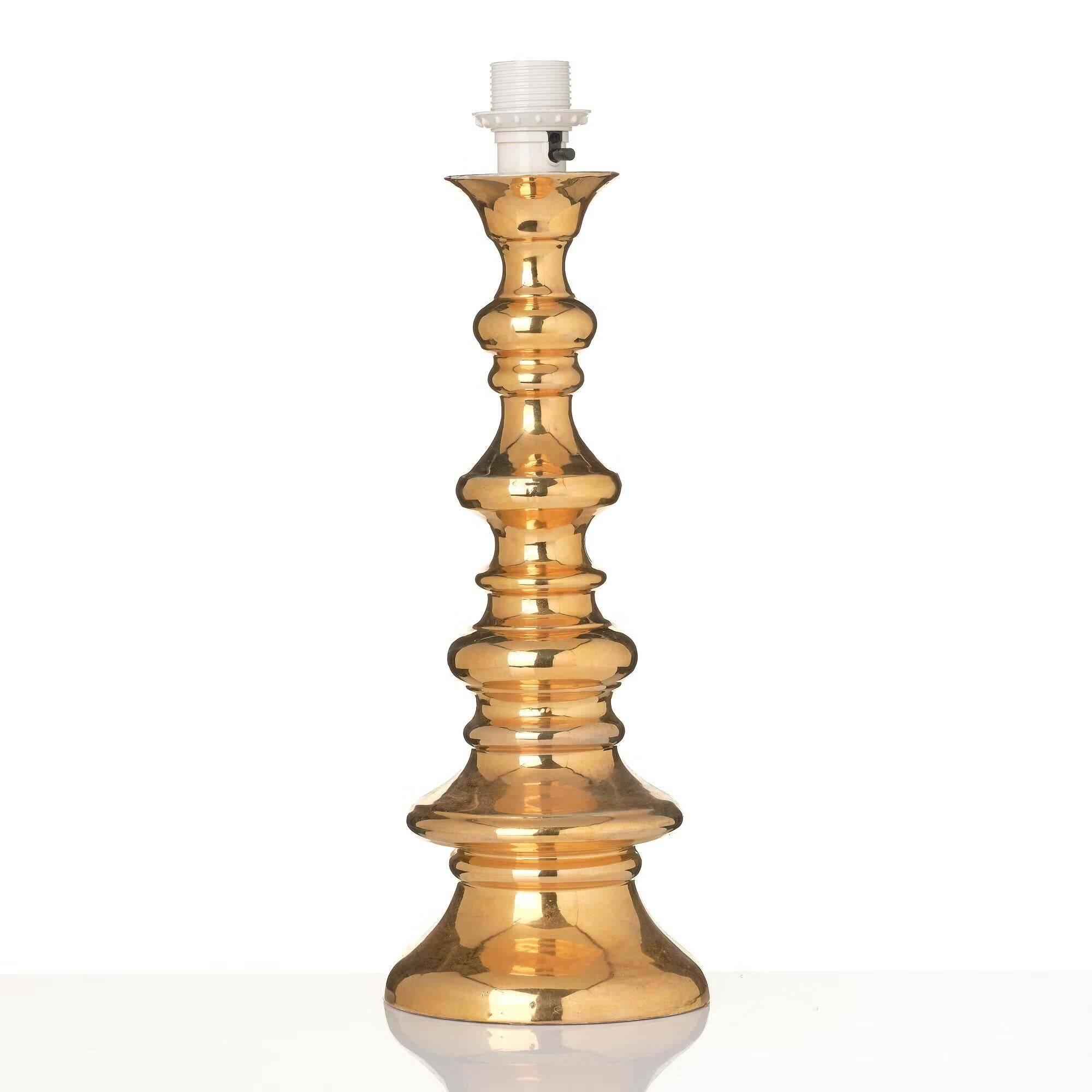Bergbom's glazed ceramic table lamp gold model B-25 Sweden 960