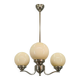 1930s Art Deco Nickel and Glass Chandelier, Czechoslovakia