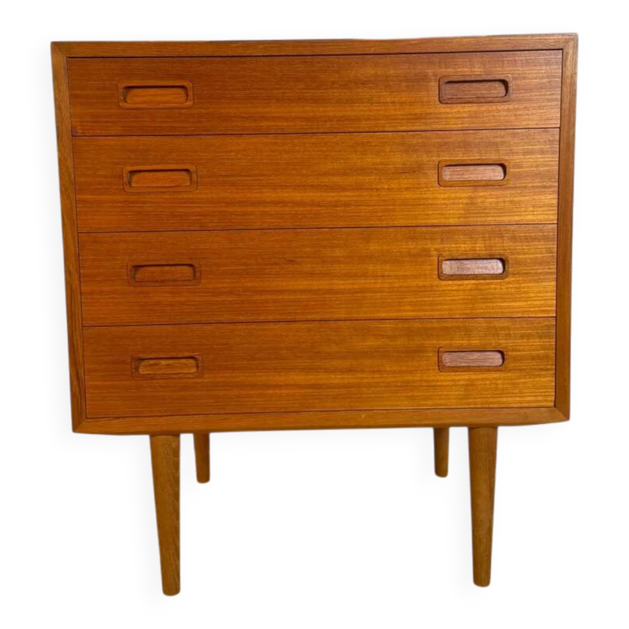 Vintage teak chest of drawers with four drawers – mid-century Scandinavian design