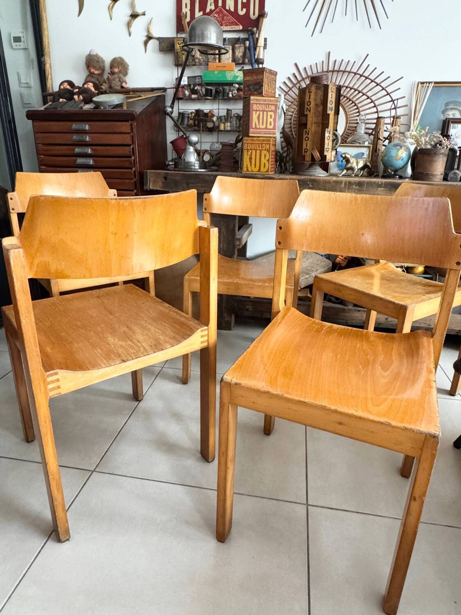 5 chaises empilables vintage — Rainer Schell  Schlapp Möbel 1960s
