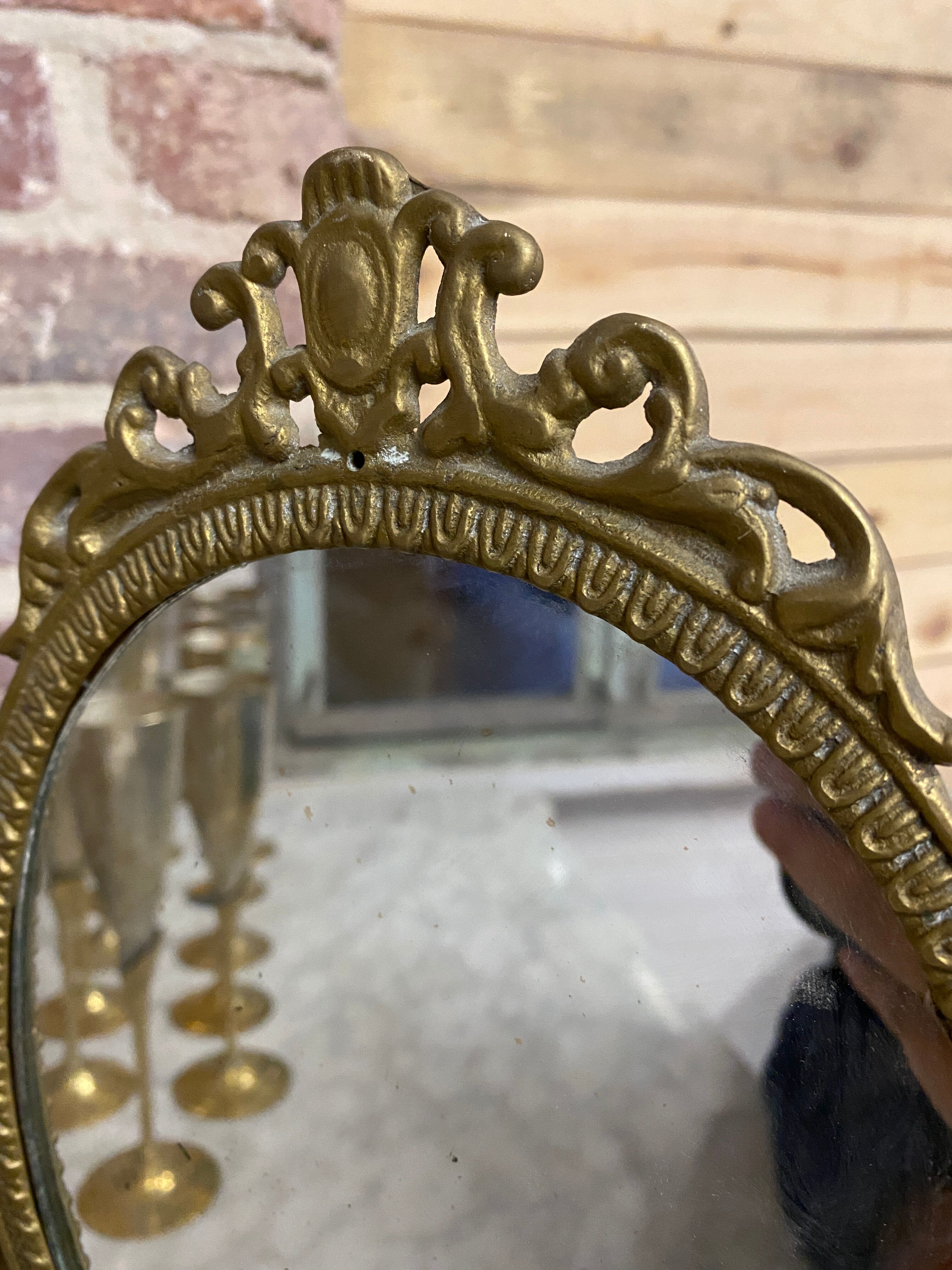 Brass table psyche mirror  27x40cm