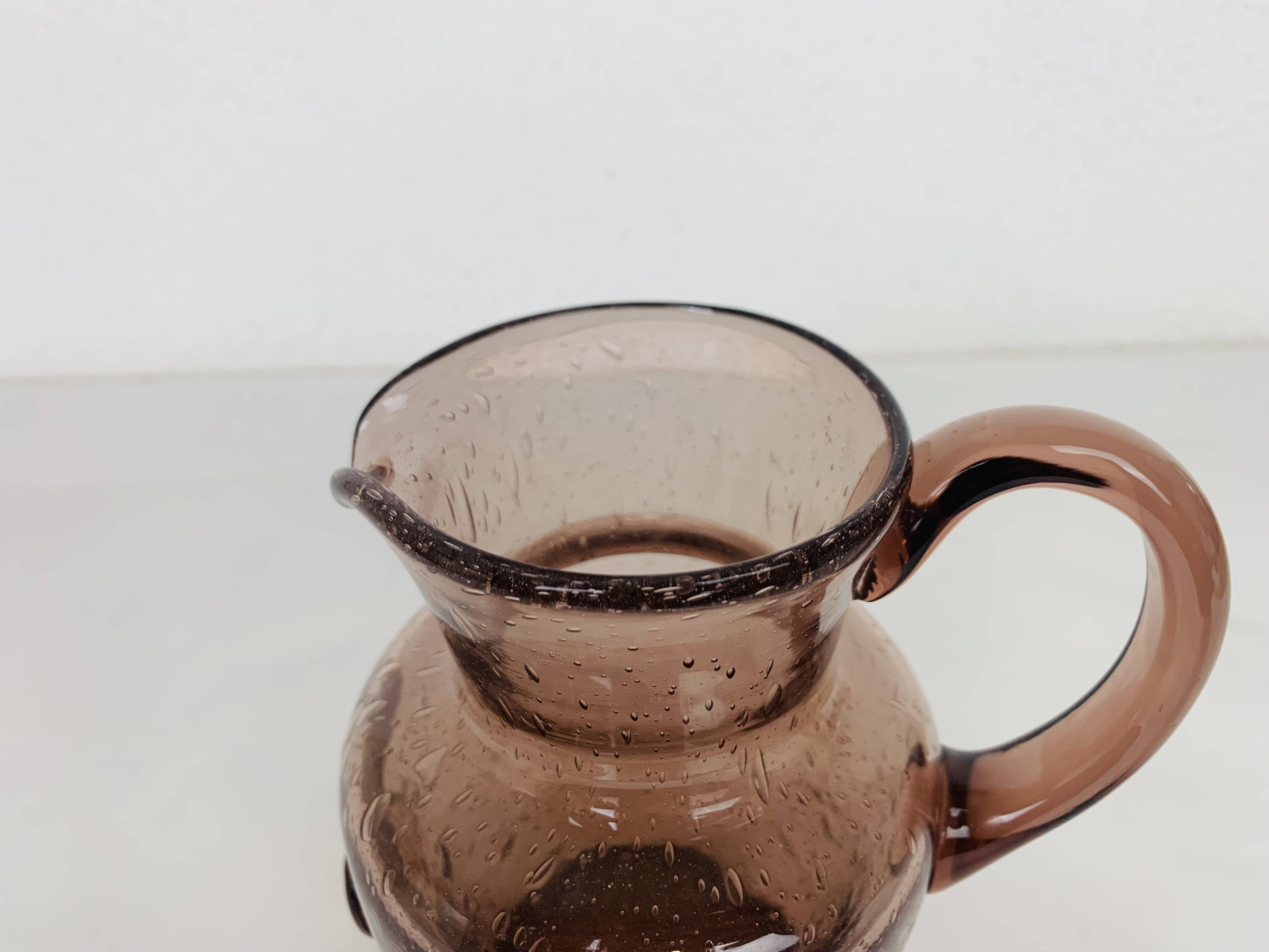 La Rochère pink bubble glass pitcher, vintage