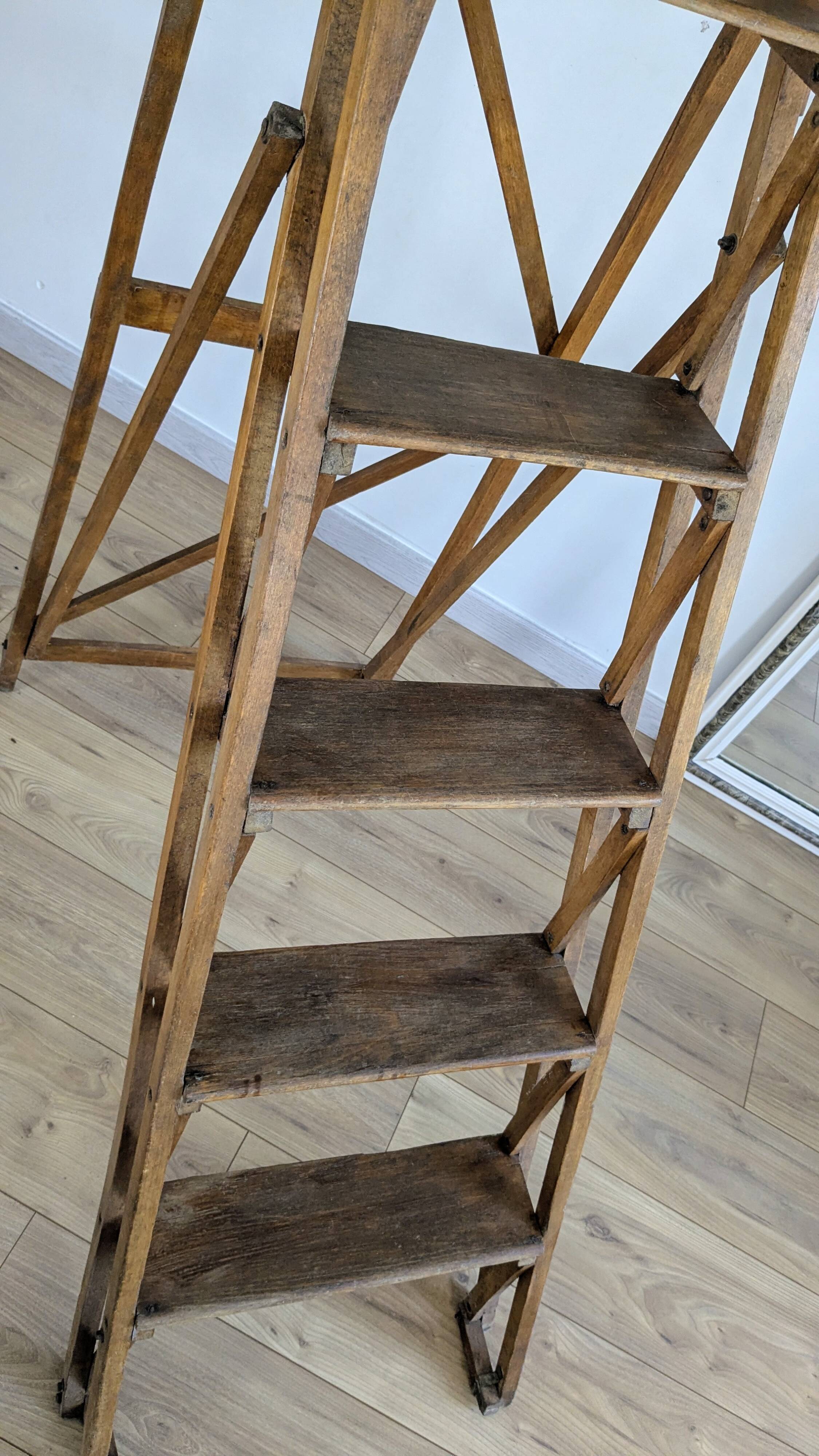 Vintage wooden painter's stepladder - authentic patina