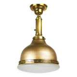 Art Nouveau pendant lamp in brass and glass from the 1920s, ceiling light, Jena, Germany.