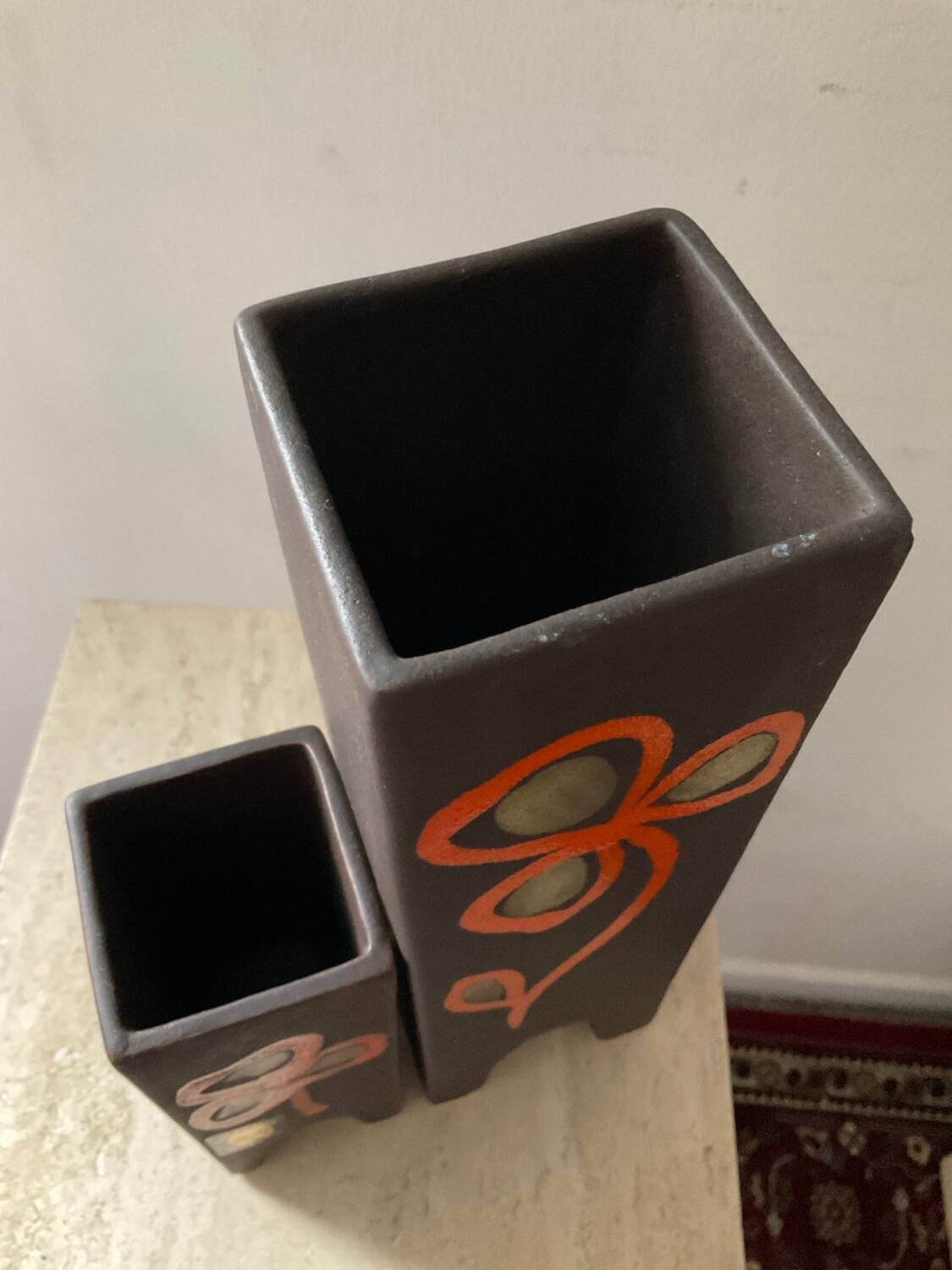Duo of vintage ceramic vases