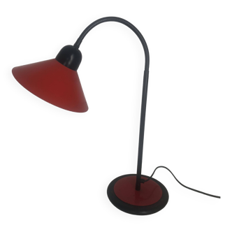 Lampe vintage 1970 bureau grande Aluminor tomate  - 55 cm