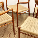 Set de 8 chaises de salle à manger en teck du milieu du siècle par Niels O Møller pour JL Moller Danemark
