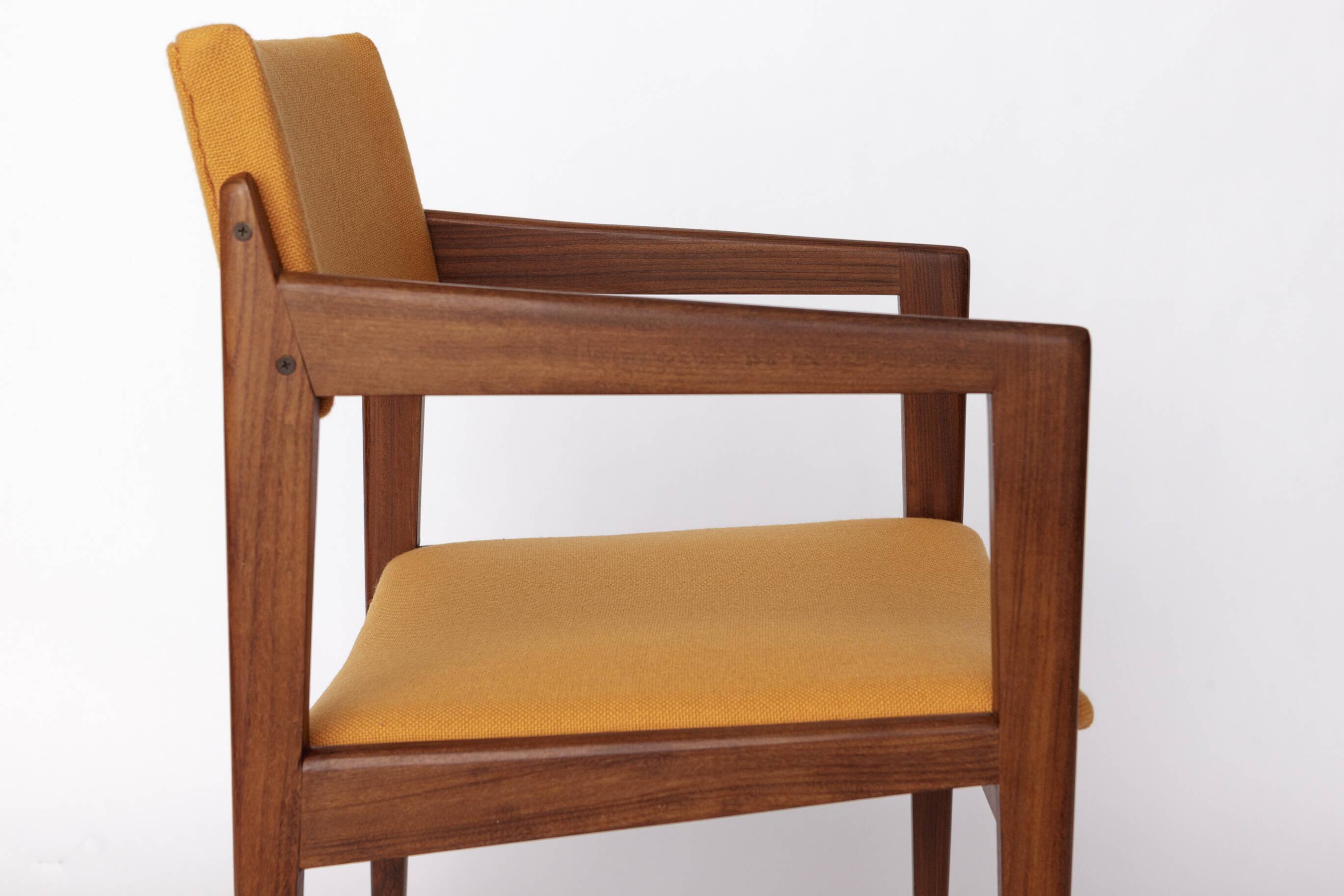Vintage Thonet Armchair, 1970s–1980s, Teak Wood Frame, Peach Fabric Upholst