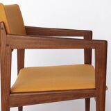 Vintage Thonet Armchair, 1970s–1980s, Teak Wood Frame, Peach Fabric Upholst