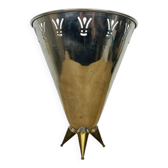 80s design chrome and brass ice bucket