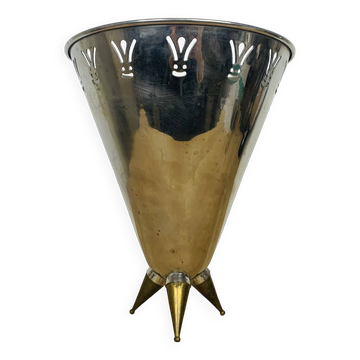 80s design ice bucket in chrome and brass