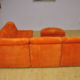 Orange corduroy modular sofa, 70s