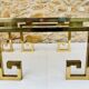Paire de tables d’appoint laiton et verre circa 1970/80