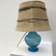 Art Deco table lamp in blue Clichy glass