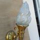 Paire d'appliques flambeau vintage en bronze