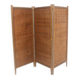 Screen in pine, oak and leather, "Spåna", Alberts Möbelfabriker, Sweden, 1970