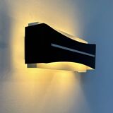 Vintage modernist wall lamp, black, white and chrome, France 1960