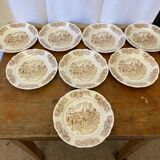 Set of 8 Antique Dessert Plates SARREGUEMINES Vintage Ceramic