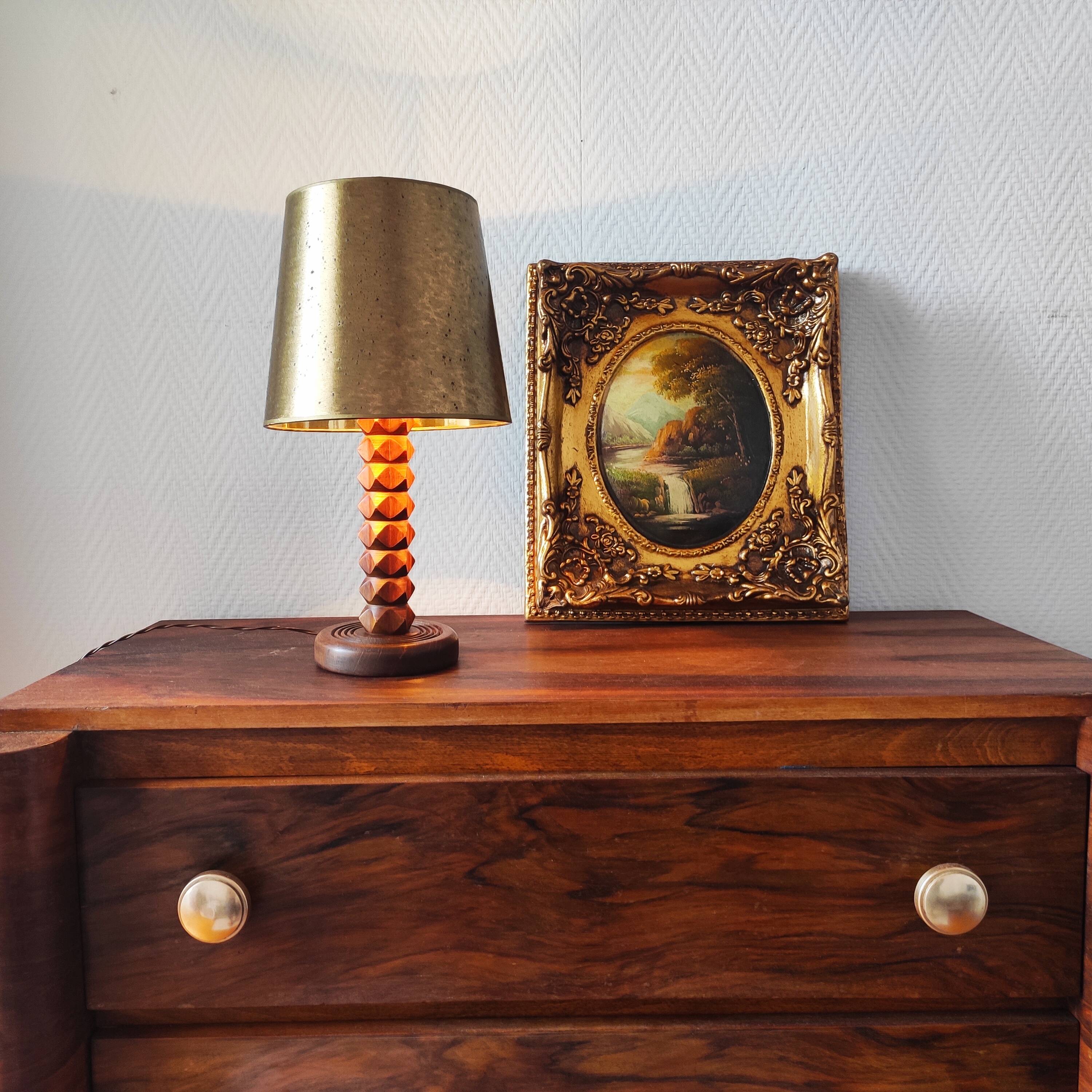 Vintage wooden lamp 1950/60 brutalist design