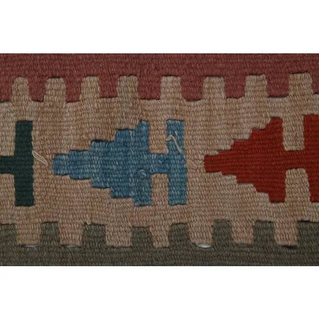 1970s Vintage Turkish Oushak Handmade Wool Cotton Green Runner Rug 107x175