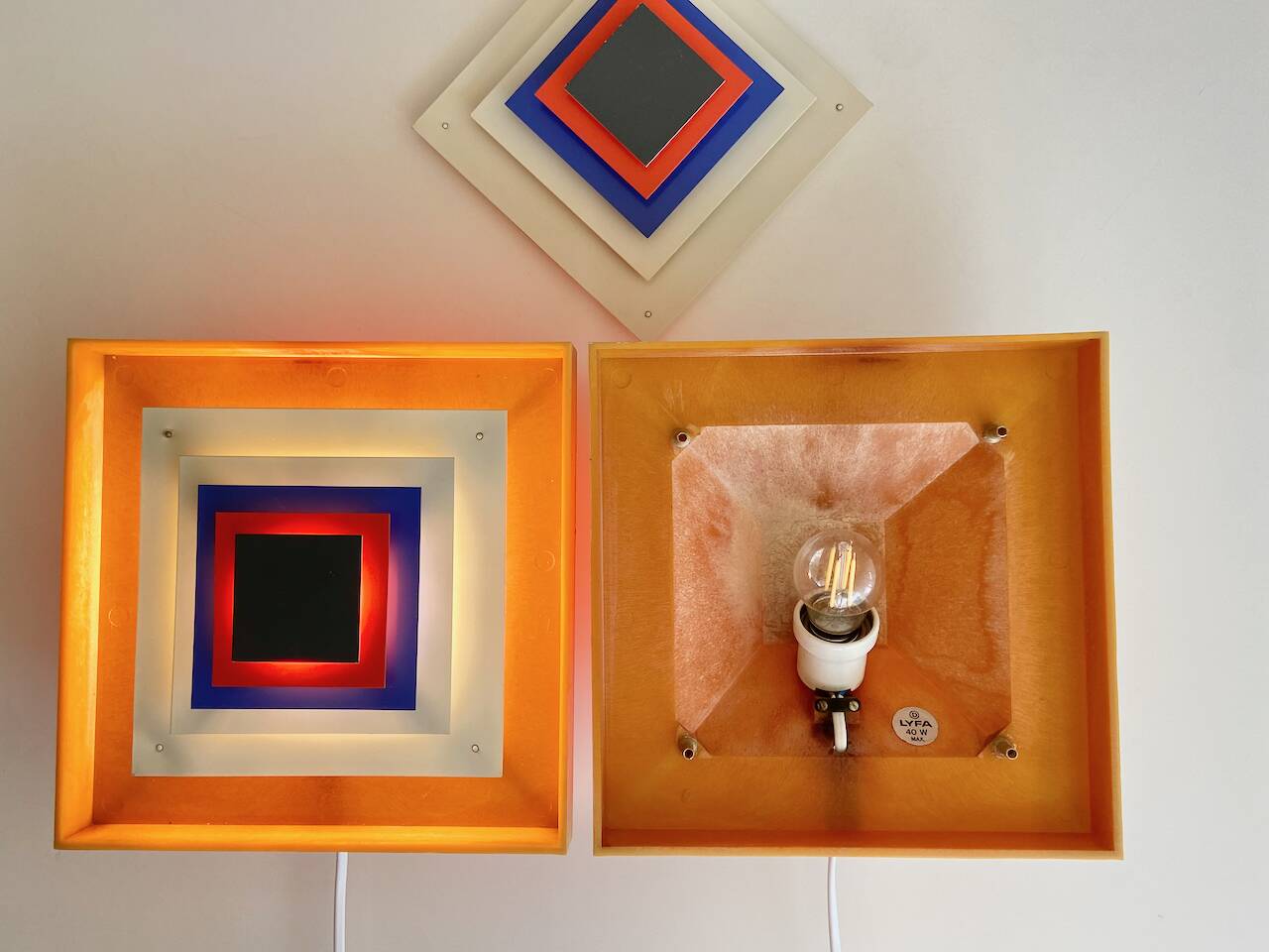 1 of 2 Bent Karlby Kvadrille wall table lamp for Lyfa, Denmark 1960s