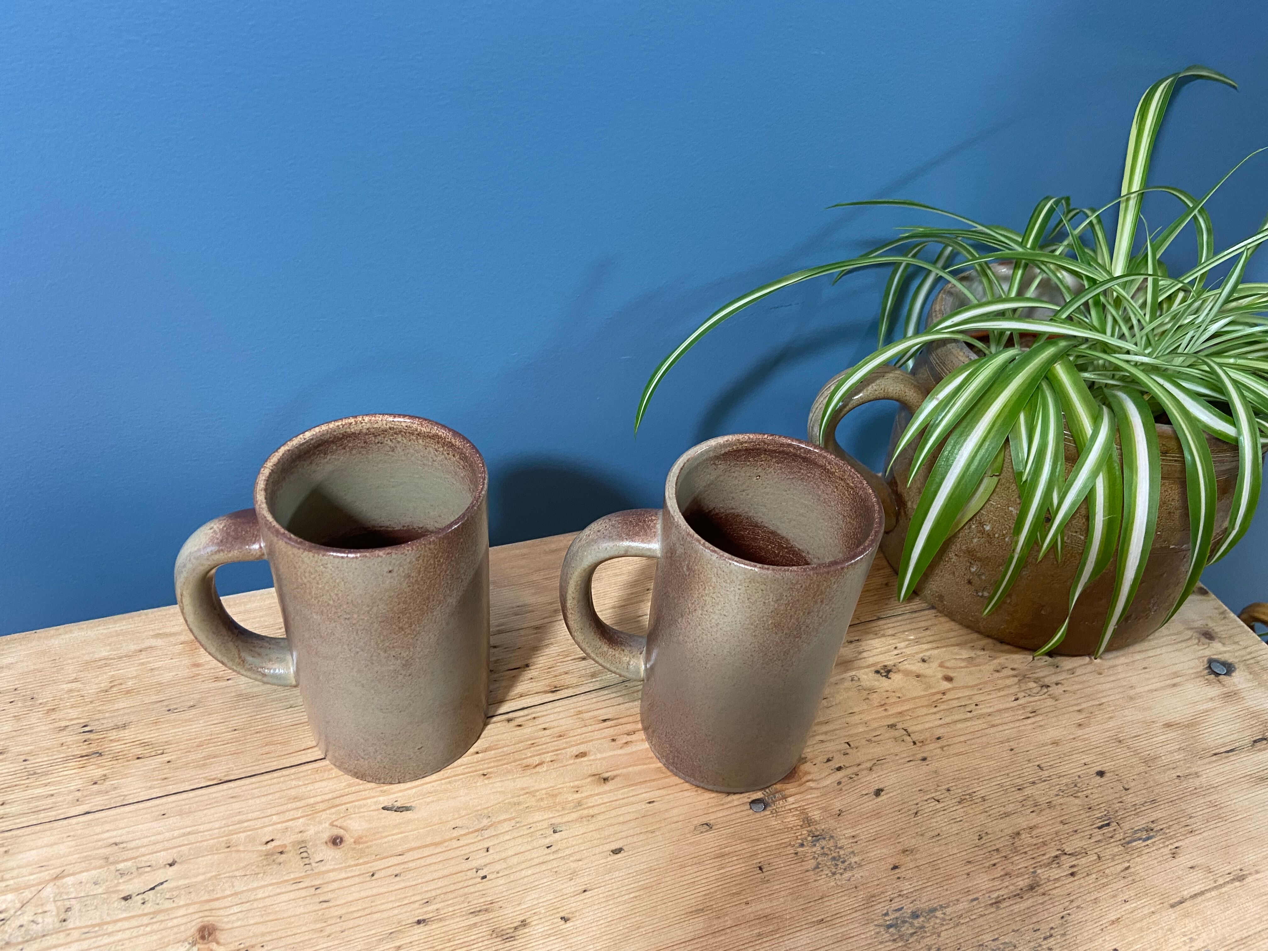 Pair of vintage stoneware mugs