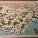 Vintage poster, illustrated map of Provence, 1939 - JP Pinchon