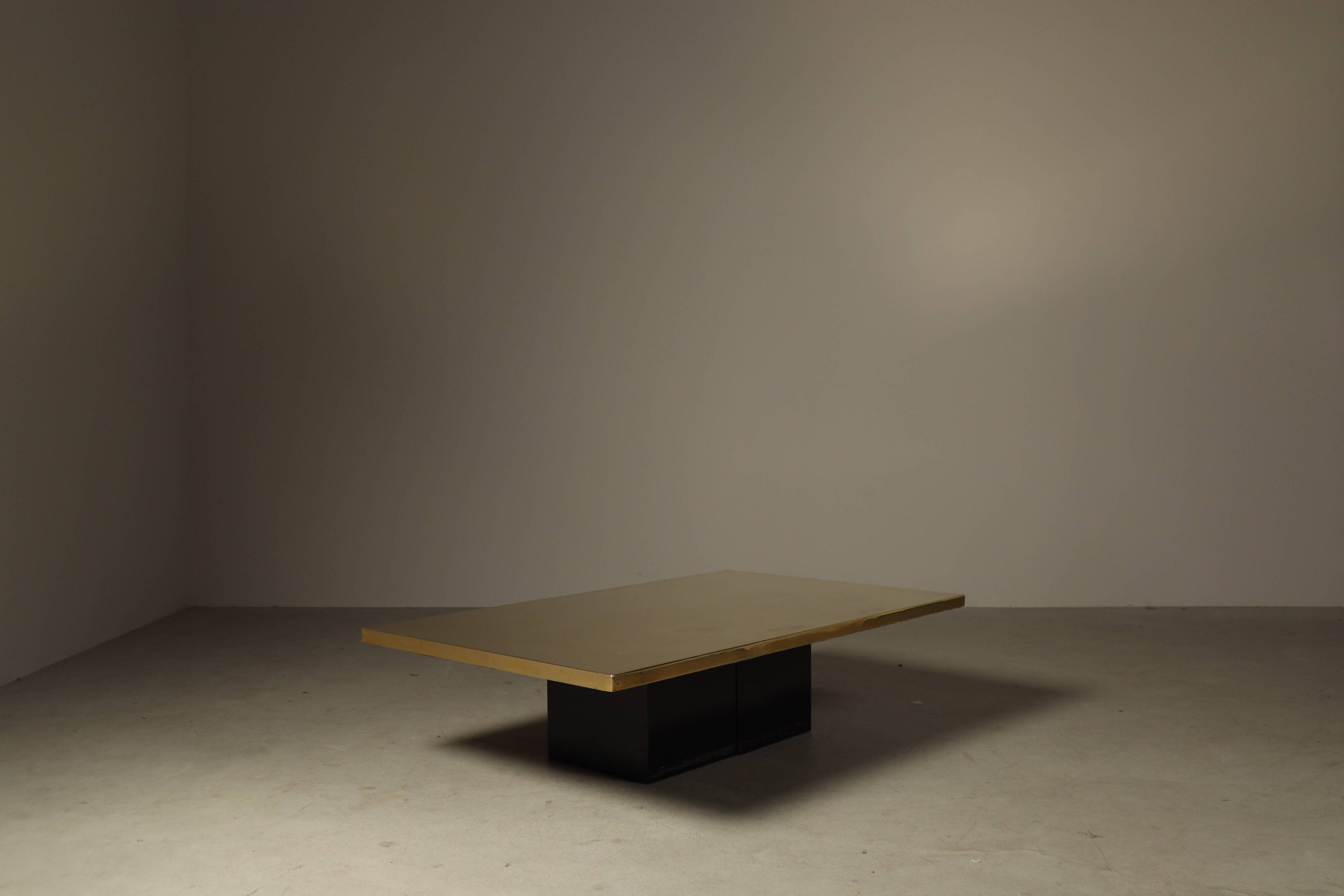 Christian Heckscher etched brass coffee table, Belgium 1970s
