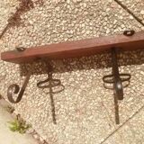 Metal and solid wood hooks, vintage