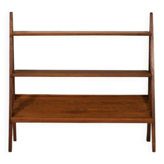 Small 1950s Scandinavian bookcase with magazine rack