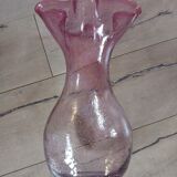 Pink bubble glass corolla vase