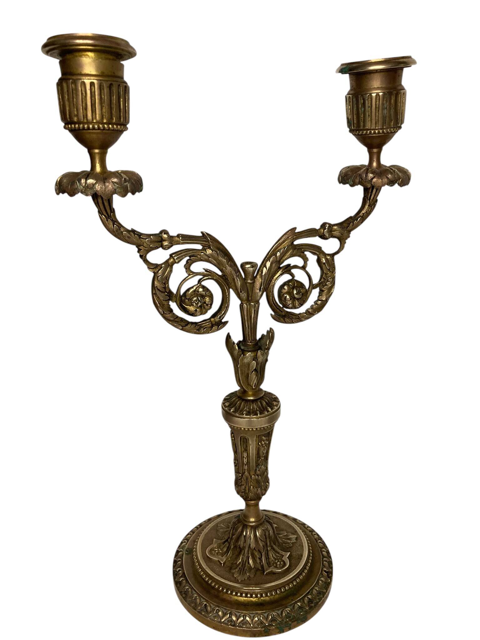 Pair of two-light candelabra in bronze, Napoleon III, late 19th century.