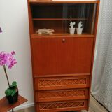 Oak and rattan secretary