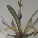 French Vintage 3 Light Lavender Lily Chandelier with Glass Shades 5480