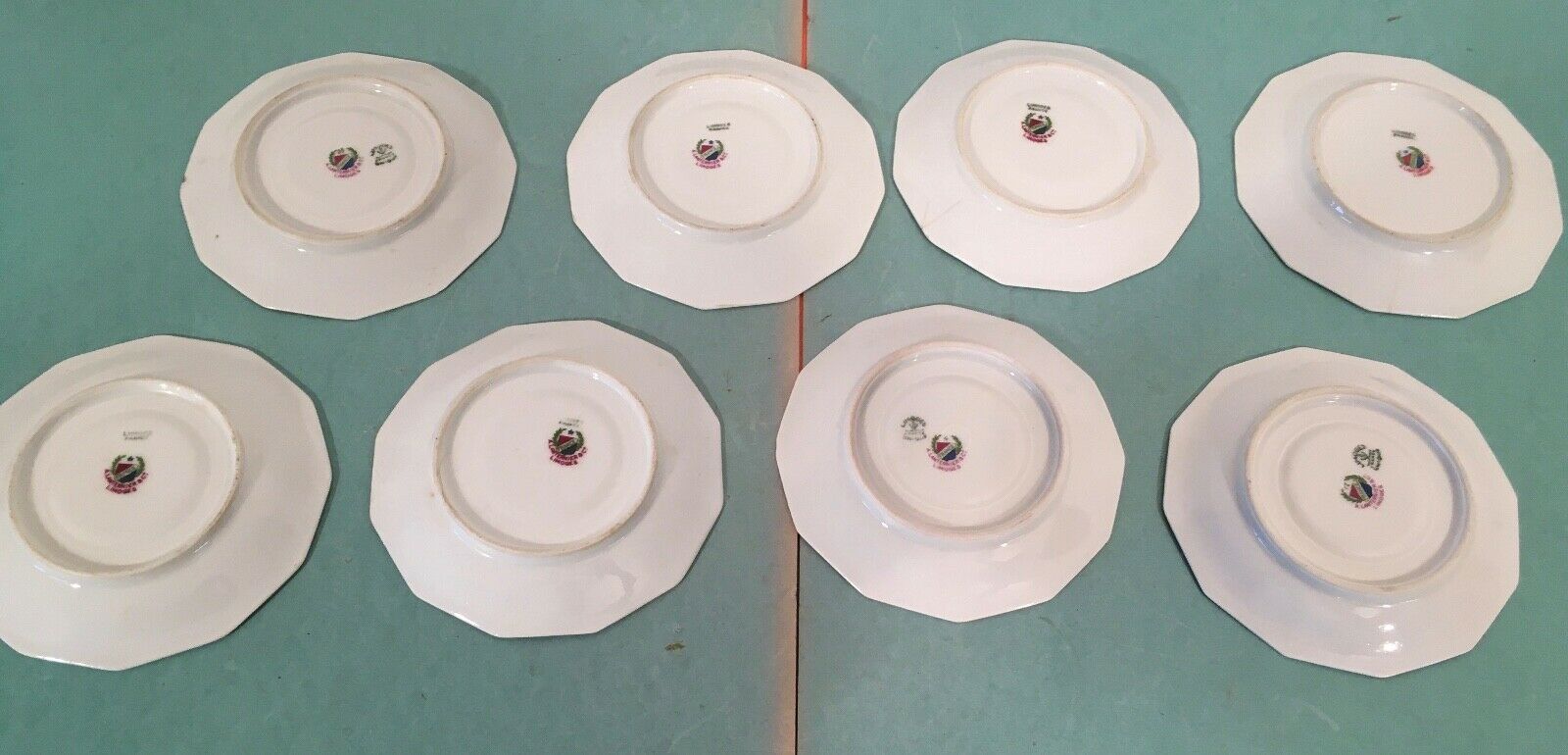 Set of 8 ancient porcelain saucers from Limoges a. Lanternier - cie