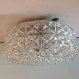 Vintage structured glass round ceiling lamp 60s-70s