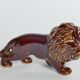 Mid-Century Modern Chinese Brown Glazed Lion Figurine
