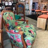 Louis XV style Bergère armchair with floral motifs