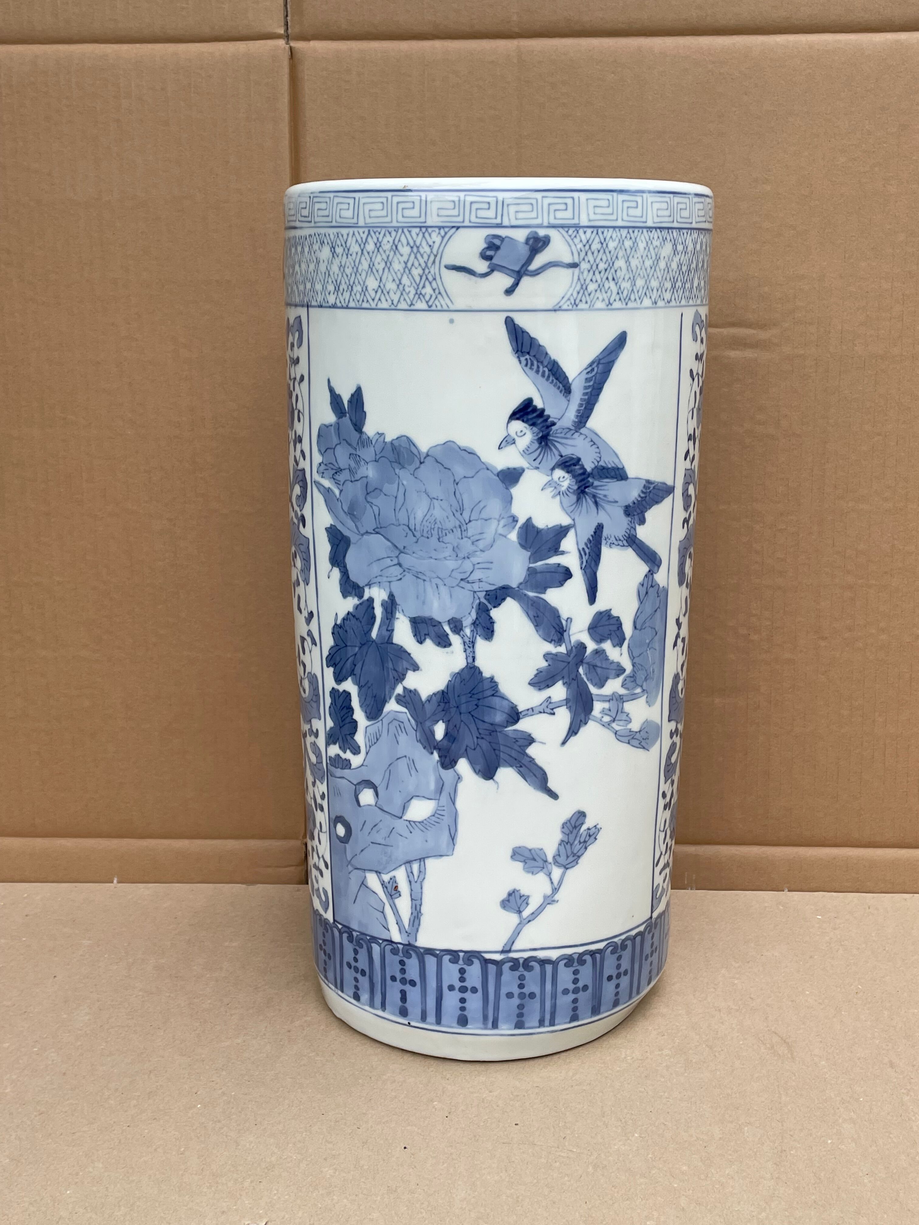 Umbrella door - cane holder - ceramic - bird patterns flowers