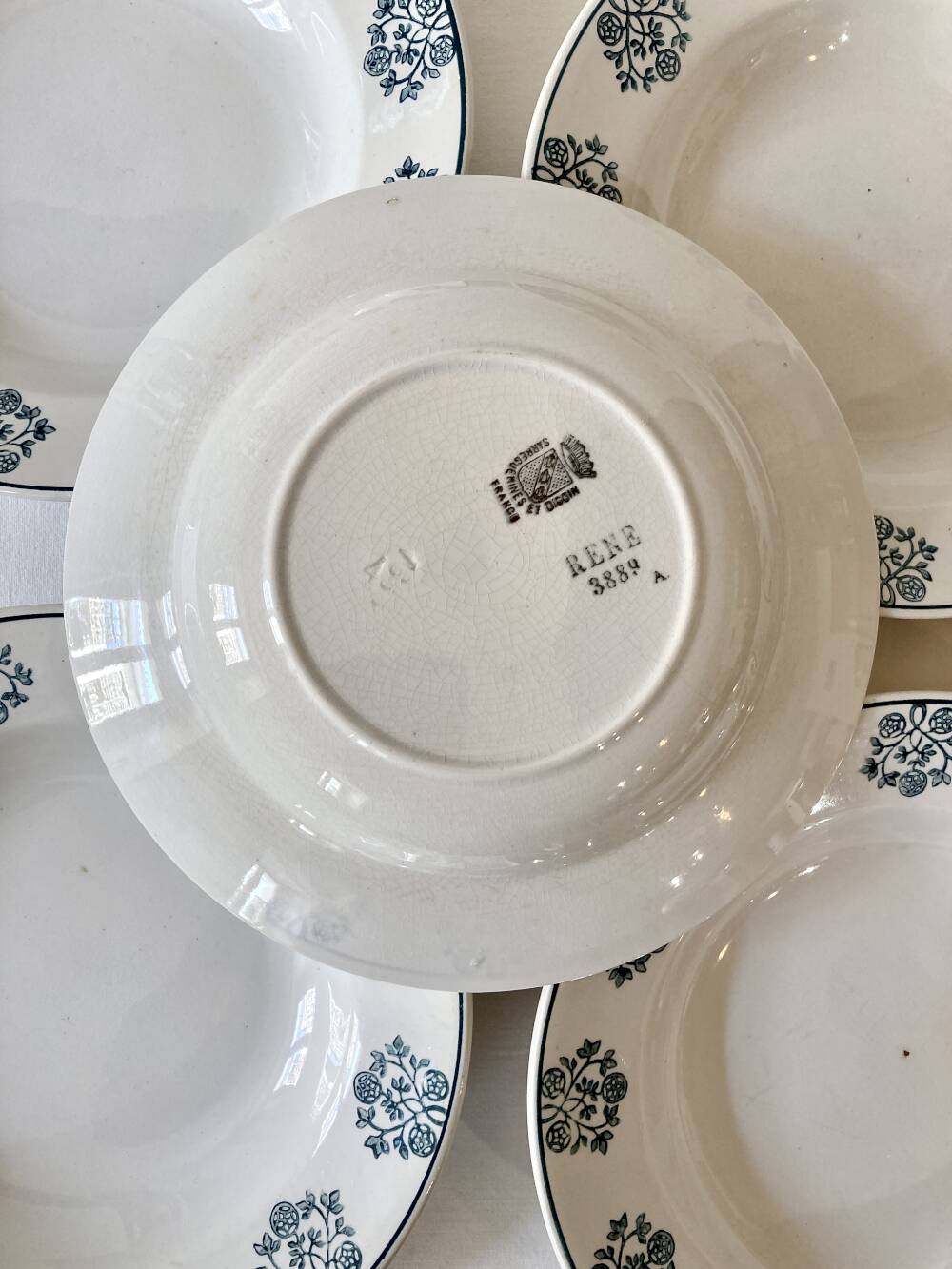 5 deep plates, Sarreguemines, René model